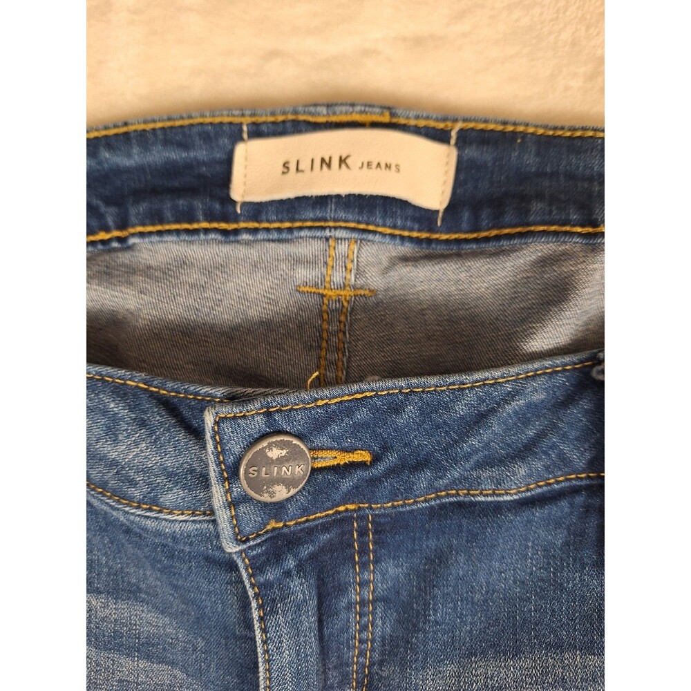 SLINK Curvy Fit Blue Jeans Womens Medium Wash Plus Size 24 Frayed 46x27 Ankle - Picture 2 of 14